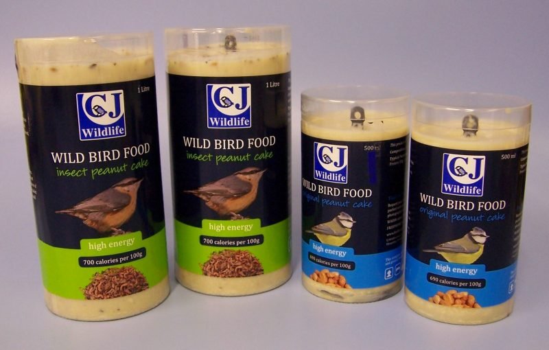 2 large and 2 small package designs for bird food