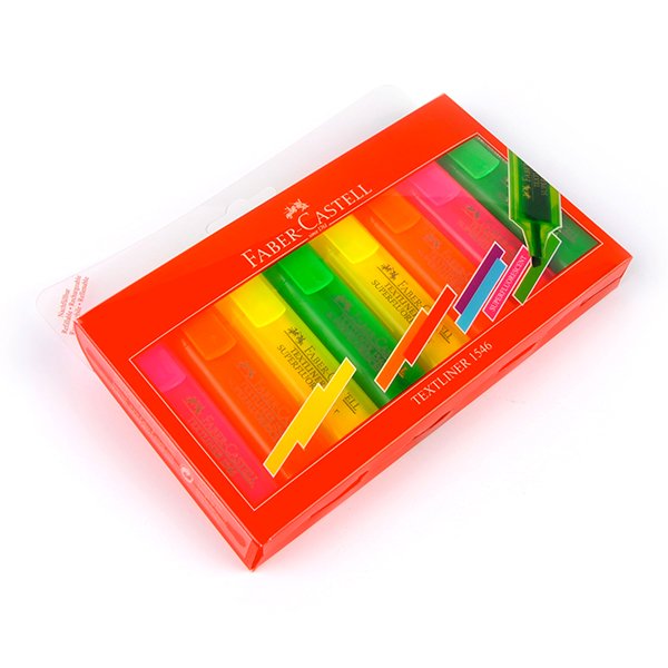 highlighters in printed acetate box