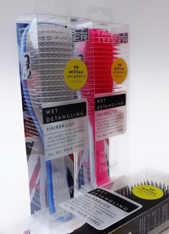 Clear plastic packaging box for hair brush