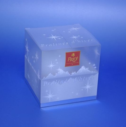 printed square plastic packaging box for chocolate pralines