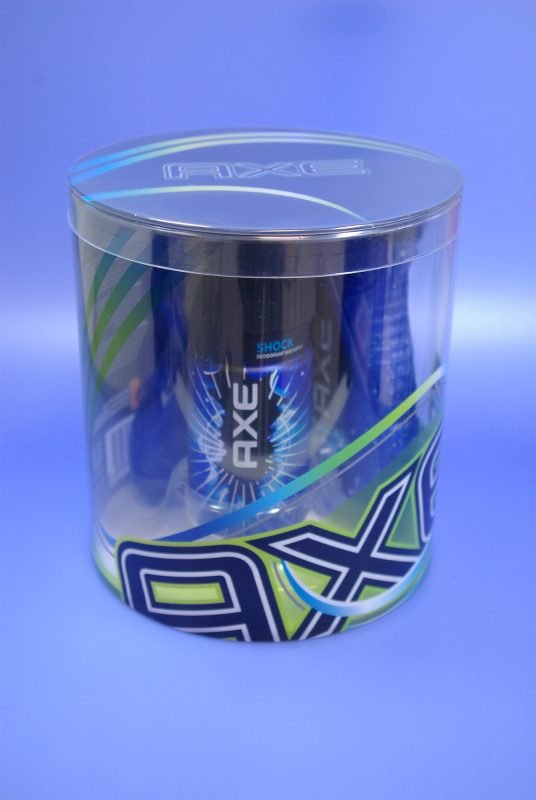 A custom printed plastic box for gift deodorant.