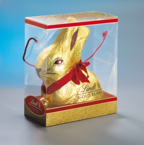 clear plastic gift box for a lindt chocolate bunny