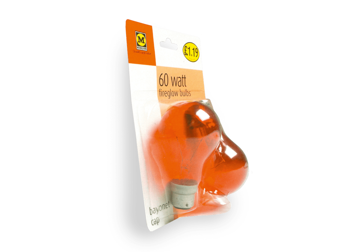 Morrisons 60 watt lightbulb packaging